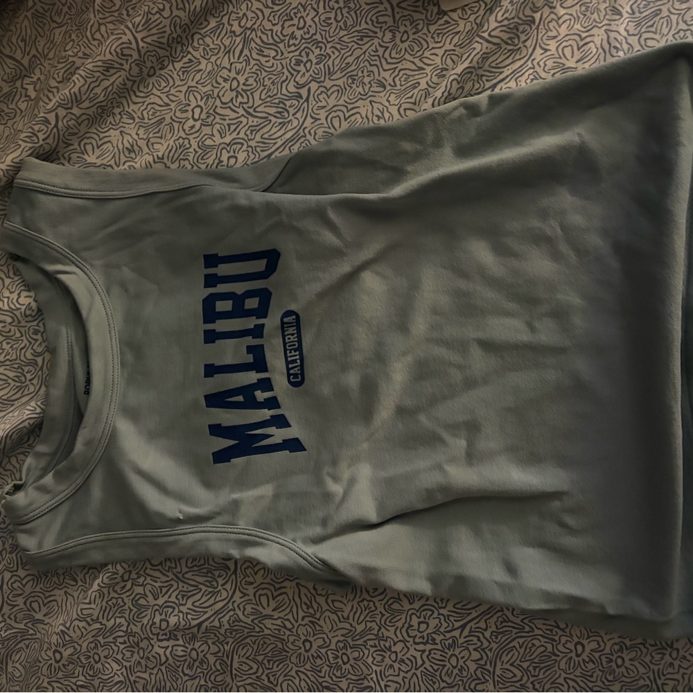 Malibu California Light Sage Tank Top with Navy Logo